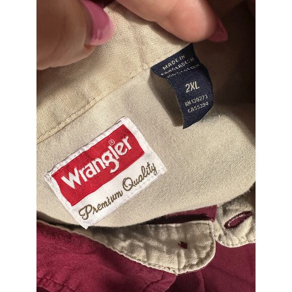 Wrangler Premium Quality Shirt 2XL Red Short Sleeve Button Down - Picture 6 of 7